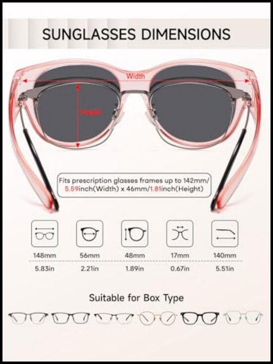 Polarized UV400 Fit Over Sunglasses for Prescription Glasses 2-Pack